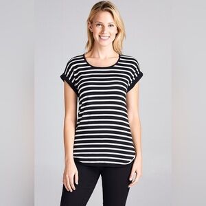 Christian Siriano Black and White Striped Blouse Small